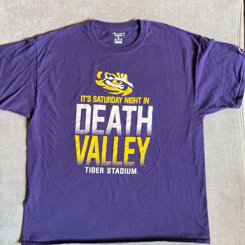 Champion LSU shirt mens XL purple yellow death valley football SEC casual‎